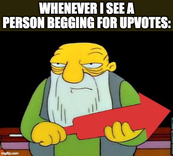 WHENEVER I SEE A PERSON BEGGING FOR UPVOTES: | image tagged in meme,lol | made w/ Imgflip meme maker