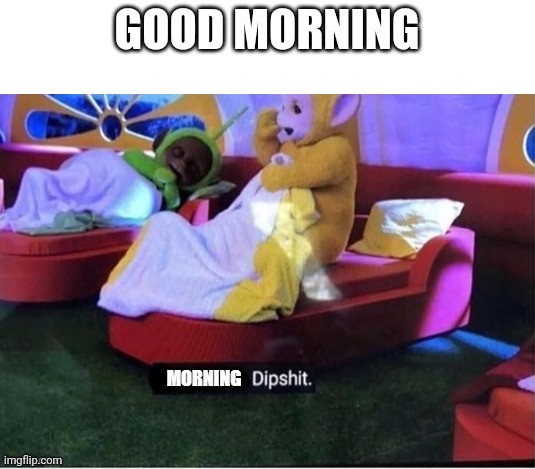 Morning dipshit. | GOOD MORNING | image tagged in morning dipshit | made w/ Imgflip meme maker