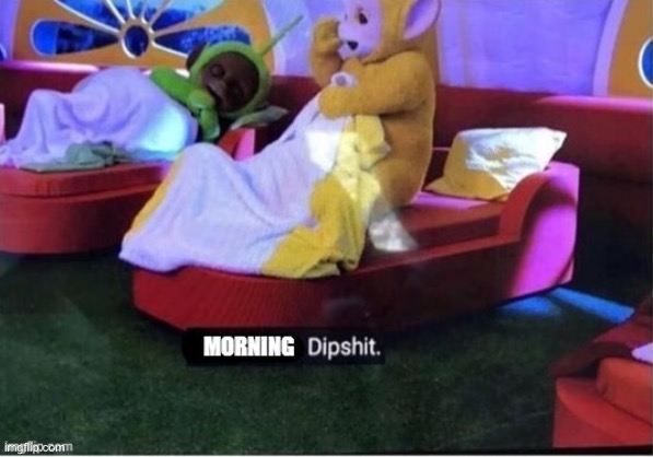 Morning dipshit. | image tagged in morning dipshit | made w/ Imgflip meme maker