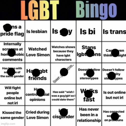 LGBTQ bingo | image tagged in lgbtq bingo | made w/ Imgflip meme maker