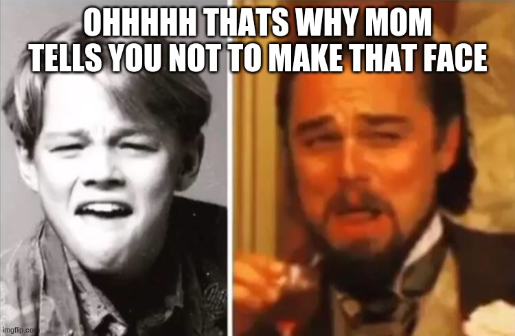 dont make that face | OHHHHH THATS WHY MOM TELLS YOU NOT TO MAKE THAT FACE | image tagged in leonardo | made w/ Imgflip meme maker