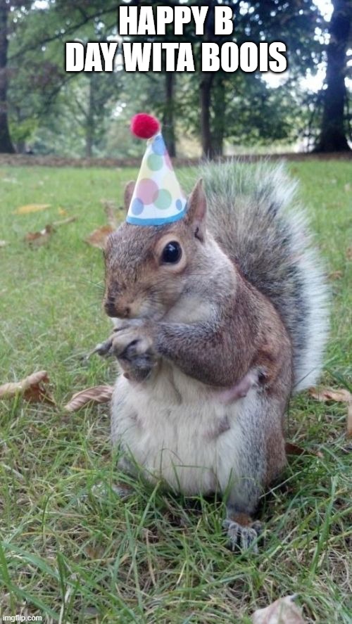 Super Birthday Squirrel | HAPPY B DAY WITA B0OIS | image tagged in memes,super birthday squirrel | made w/ Imgflip meme maker