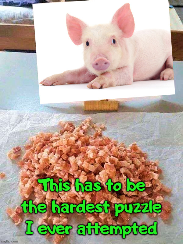 Put it together |  This has to be the hardest puzzle I ever attempted | image tagged in pig,puzzle,different | made w/ Imgflip meme maker
