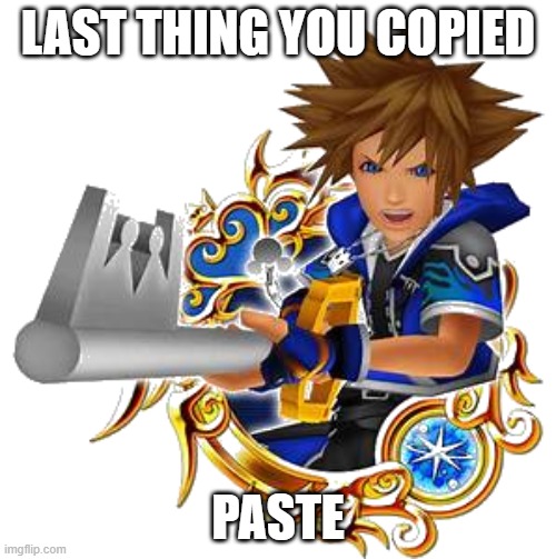 sora wisdom medal | LAST THING YOU COPIED; PASTE | image tagged in sora wisdom medal | made w/ Imgflip meme maker