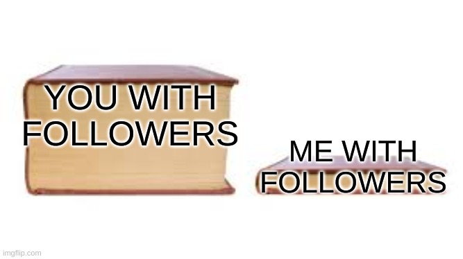 Big book small book | YOU WITH FOLLOWERS ME WITH FOLLOWERS | image tagged in big book small book | made w/ Imgflip meme maker