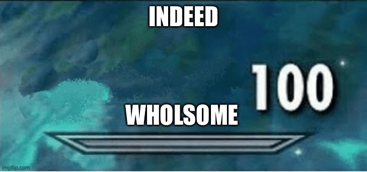 Skyrim 100 Blank | INDEED WHOLSOME | image tagged in skyrim 100 blank | made w/ Imgflip meme maker