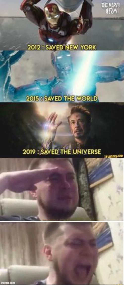 The Man, the Myth, The Legend, Salute to him in the comments | image tagged in crying salute,sad,iron man,wholesome | made w/ Imgflip meme maker