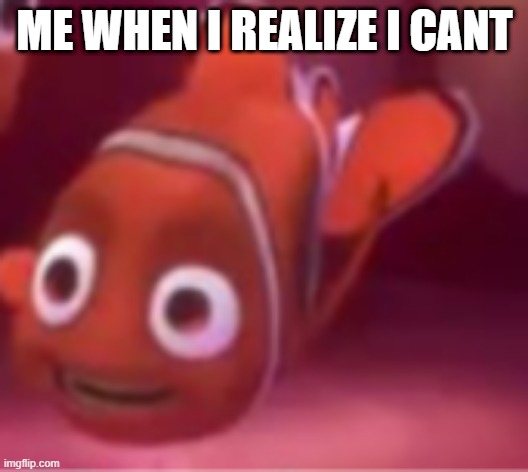 Nemo face | ME WHEN I REALIZE I CANT | image tagged in nemo face | made w/ Imgflip meme maker