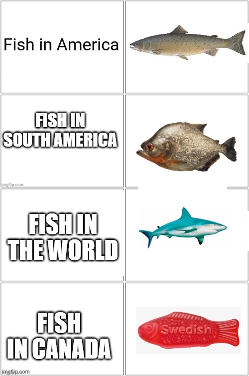 Fish | FISH IN SOUTH AMERICA; FISH IN THE WORLD | image tagged in fish | made w/ Imgflip meme maker