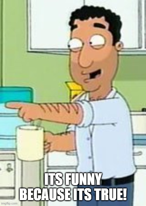 Family Guy: It's funny because... | ITS FUNNY BECAUSE ITS TRUE! | image tagged in family guy it's funny because | made w/ Imgflip meme maker