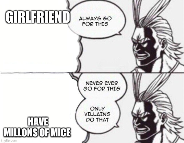 uwu | GIRLFRIEND; HAVE MILLONS OF MICE | image tagged in all might | made w/ Imgflip meme maker