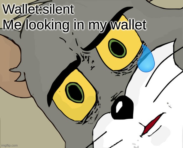PLEASE I NEED CASH RN | Wallet:silent; Me looking in my wallet | image tagged in memes,unsettled tom | made w/ Imgflip meme maker