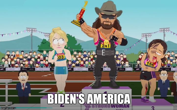 Strong woman | BIDEN'S AMERICA | image tagged in strong woman | made w/ Imgflip meme maker