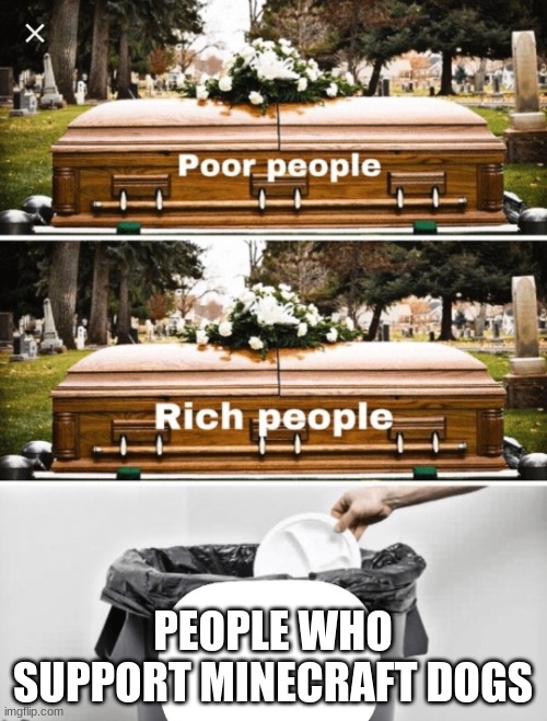 Coffin Trash Comparison meme | PEOPLE WHO SUPPORT MINECRAFT DOGS | image tagged in coffin trash comparison meme | made w/ Imgflip meme maker