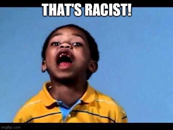 That's racist 2 | THAT'S RACIST! | image tagged in that's racist 2 | made w/ Imgflip meme maker