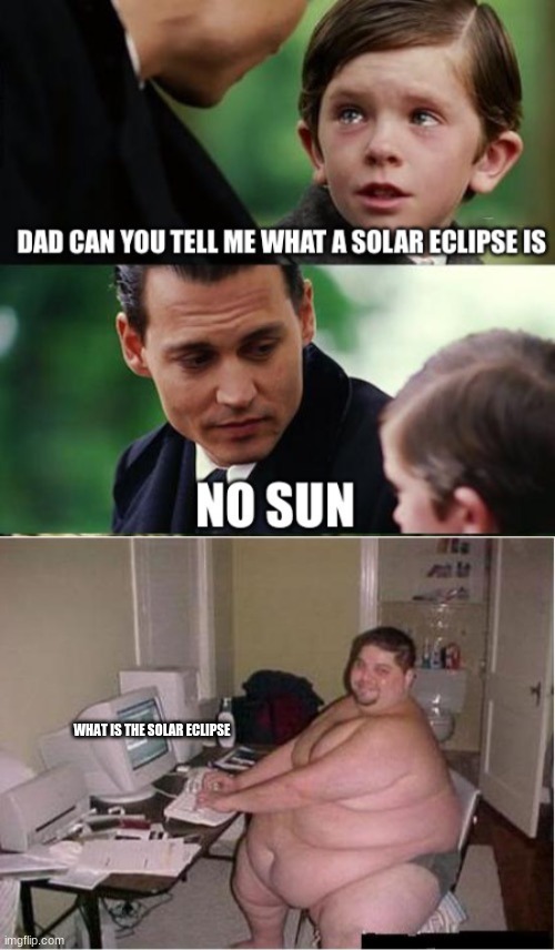 lol | WHAT IS THE SOLAR ECLIPSE | image tagged in really fat guy on computer | made w/ Imgflip meme maker