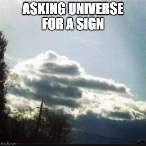 Universe Sign | ASKING UNIVERSE FOR A SIGN | image tagged in funny signs,universe | made w/ Imgflip meme maker