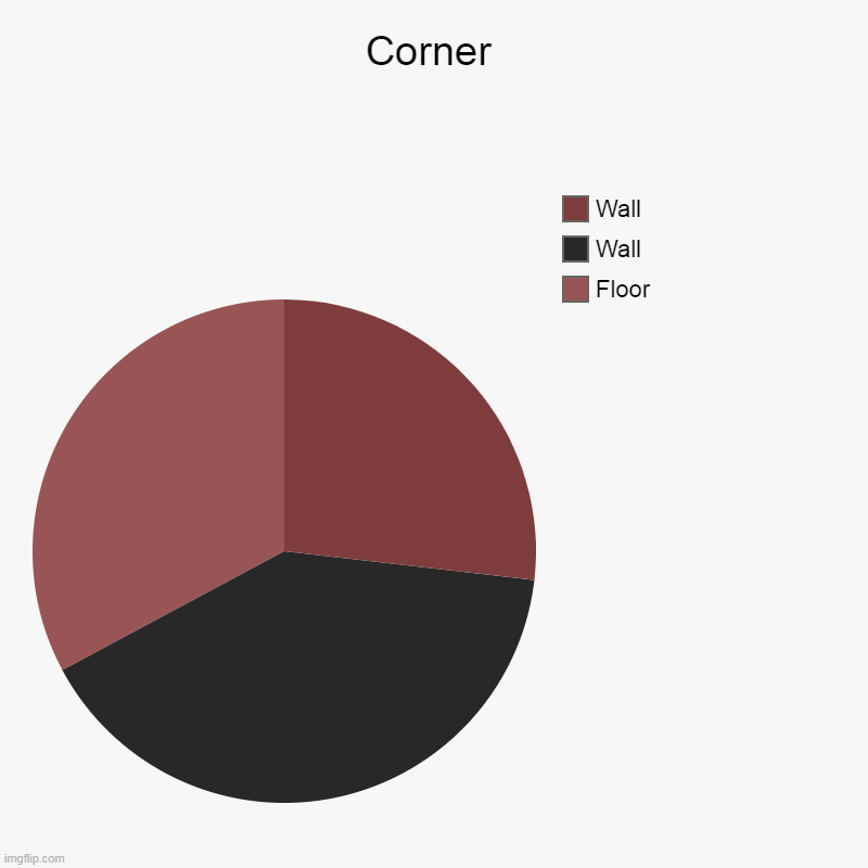 corner | Corner | Floor, Wall, Wall | image tagged in charts,pie charts | made w/ Imgflip chart maker