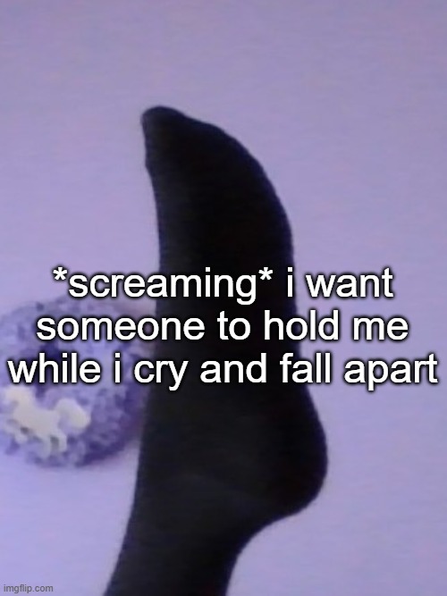 *screaming* i want someone to hold me while i cry and fall apart | image tagged in perhaps rose's foot | made w/ Imgflip meme maker