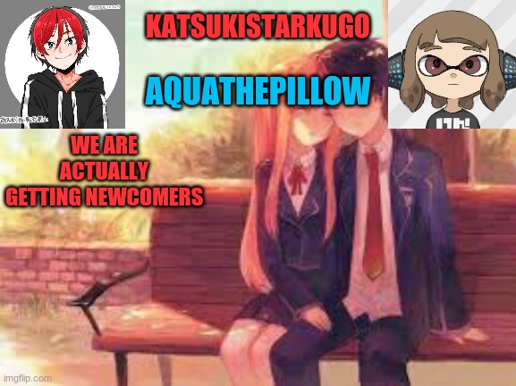 thoughts on them? | WE ARE ACTUALLY GETTING NEWCOMERS | image tagged in katsukistarkugoxaquathepillow | made w/ Imgflip meme maker