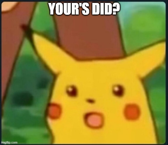 Surprised Pikachu | YOUR'S DID? | image tagged in surprised pikachu | made w/ Imgflip meme maker