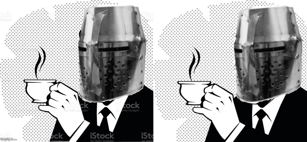 I improved my old coffee crusader template | image tagged in coffee crusader | made w/ Imgflip meme maker