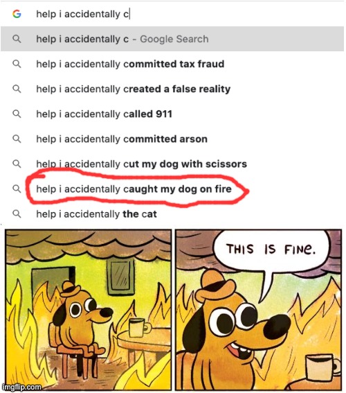 Who searches this?!?!? | image tagged in memes,this is fine | made w/ Imgflip meme maker