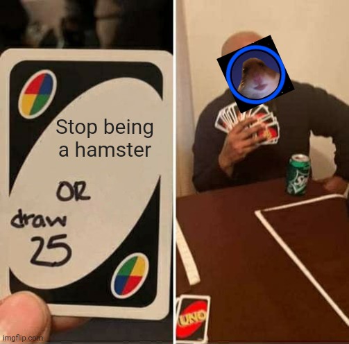 Wow | Stop being a hamster | image tagged in memes,uno draw 25 cards | made w/ Imgflip meme maker