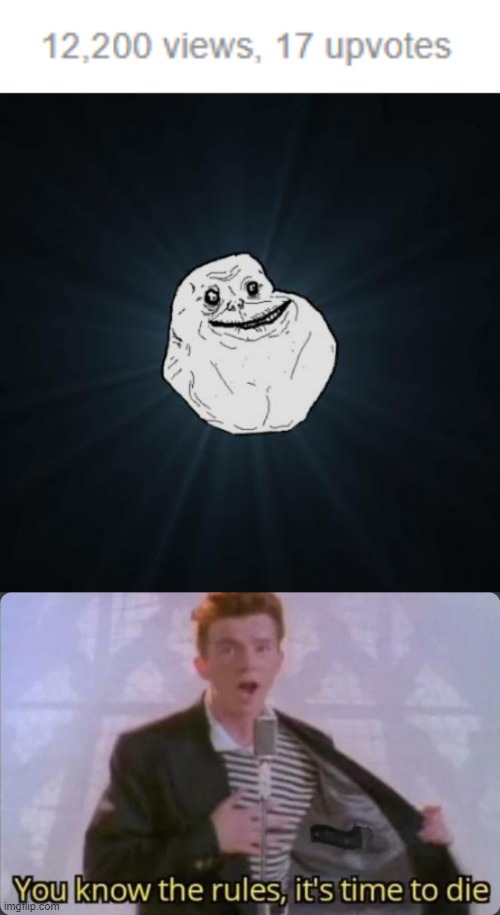 image tagged in memes,forever alone,you know the rules it's time to die | made w/ Imgflip meme maker