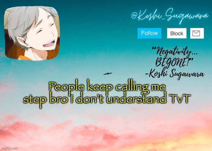 TvT | People keep calling me step bro I don’t understand TvT | image tagged in koshi temp | made w/ Imgflip meme maker