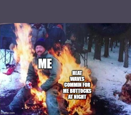 But srsly tho it gets hot at night | ME; HEAT WAVES COMMIN FOR ME BUTTOCKS AT NIGHT | image tagged in memes,ligaf,heat,fire | made w/ Imgflip meme maker