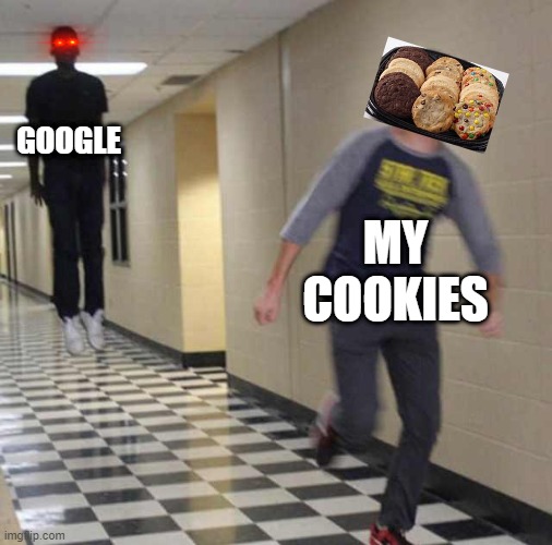 Know your enemy... | GOOGLE; MY COOKIES | image tagged in floating boy chasing running boy | made w/ Imgflip meme maker