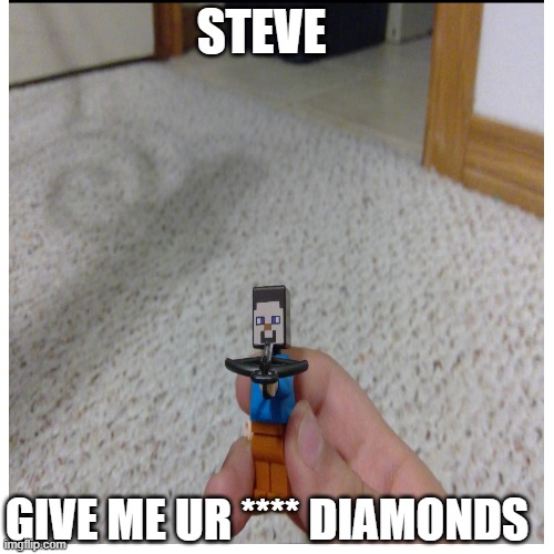 Steve wants ur diamonds | STEVE; GIVE ME UR **** DIAMONDS | image tagged in memes | made w/ Imgflip meme maker