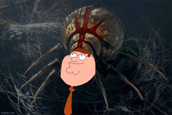 Uhhh... you okay, Pete? | image tagged in peter griffin,spider,cursed image | made w/ Imgflip meme maker