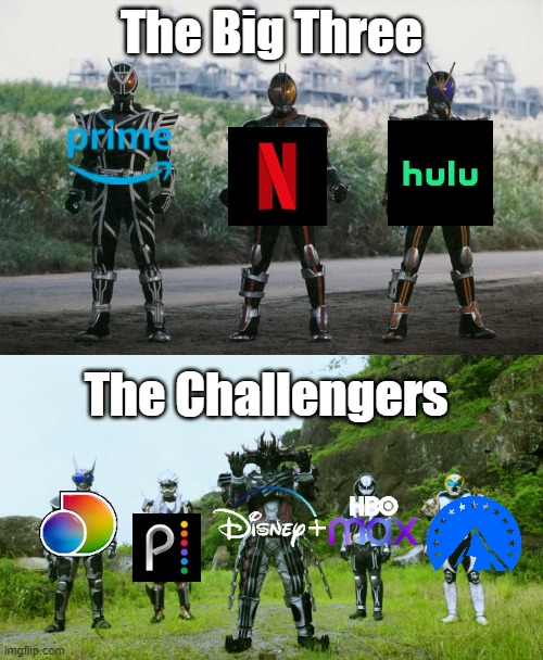 The Big Three; The Challengers | image tagged in capture commences,four riders | made w/ Imgflip meme maker