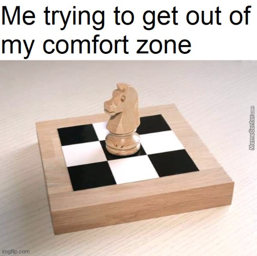 Me trying to get out of my comfort zone. | image tagged in knight,chess | made w/ Imgflip meme maker