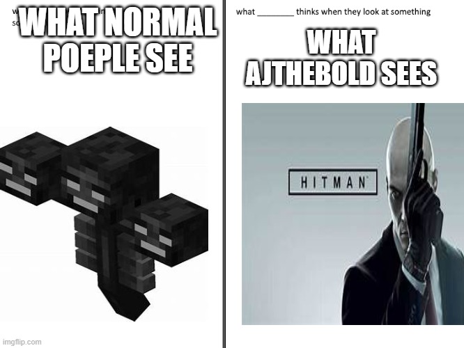 What AJTHEBOLD sees | WHAT AJTHEBOLD SEES; WHAT NORMAL POEPLE SEE | image tagged in thinking | made w/ Imgflip meme maker