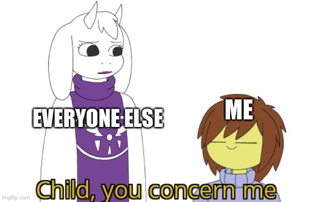 Child you concern me | ME; EVERYONE ELSE | image tagged in child you concern me | made w/ Imgflip meme maker