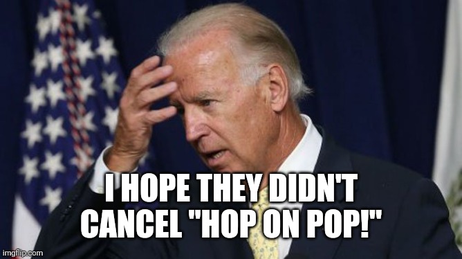 Joe Biden worries | I HOPE THEY DIDN'T CANCEL "HOP ON POP!" | image tagged in joe biden worries | made w/ Imgflip meme maker