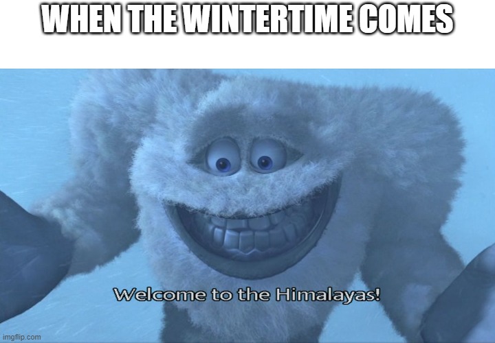 Winter | WHEN THE WINTERTIME COMES | image tagged in welcome to the himalayas | made w/ Imgflip meme maker
