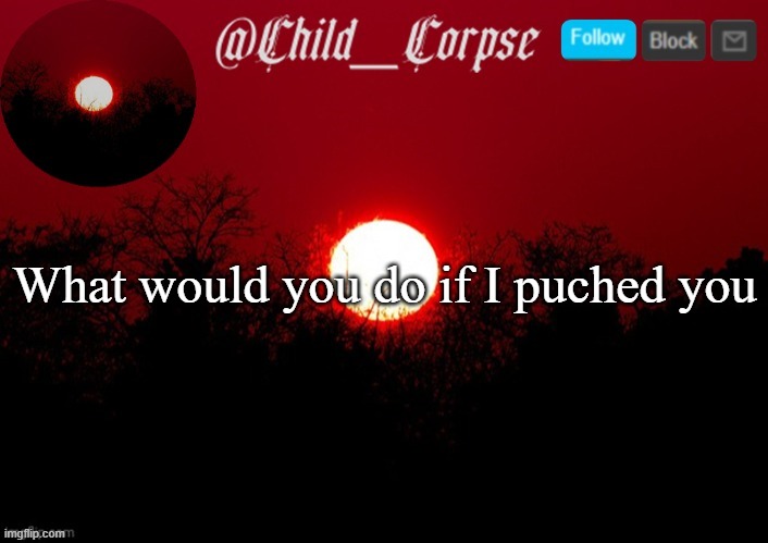 Child_Corpse announcement template | What would you do if I puched you | image tagged in child_corpse announcement template | made w/ Imgflip meme maker