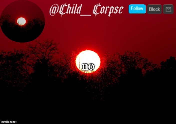 Child_Corpse announcement template | no | image tagged in child_corpse announcement template | made w/ Imgflip meme maker