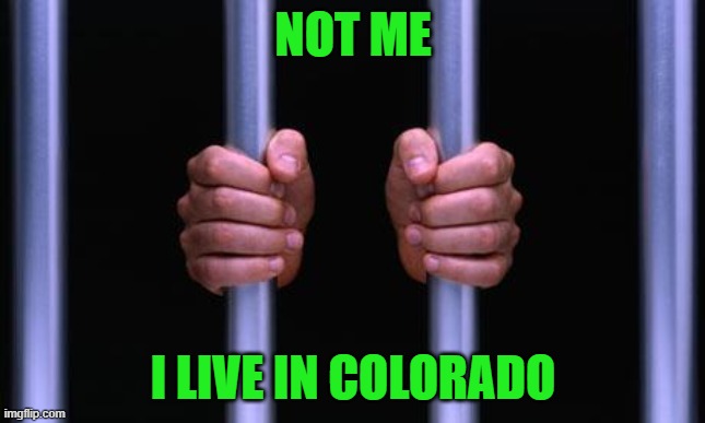 Prison Bars | NOT ME I LIVE IN COLORADO | image tagged in prison bars | made w/ Imgflip meme maker