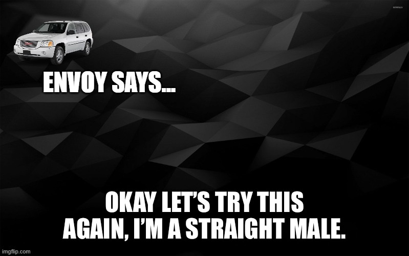 Envoy Says... | OKAY LET’S TRY THIS AGAIN, I’M A STRAIGHT MALE. | image tagged in envoy says | made w/ Imgflip meme maker