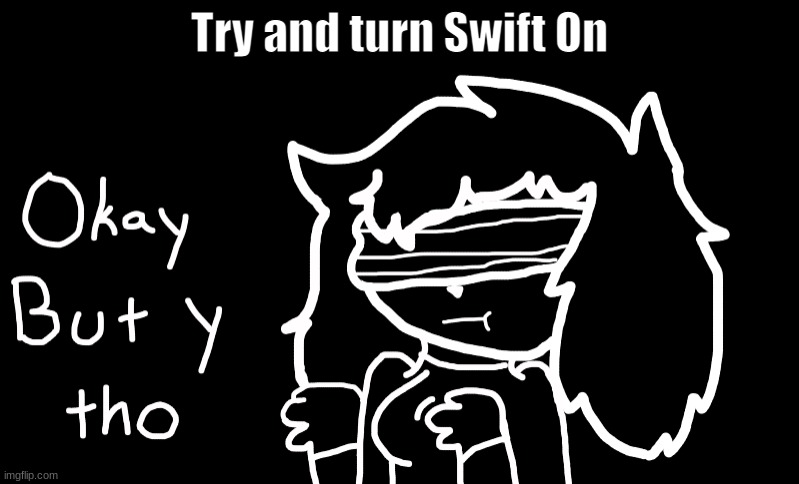 Swift why | Try and turn Swift On | image tagged in swift why | made w/ Imgflip meme maker