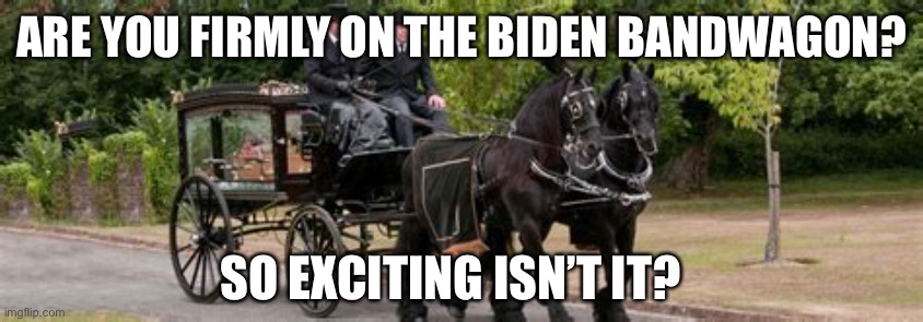 Are you hitched to the Biden bandwagon? | ARE YOU FIRMLY ON THE BIDEN BANDWAGON? SO EXCITING ISN’T IT? | image tagged in biden bandwagon,biden,loser,hypocrites | made w/ Imgflip meme maker