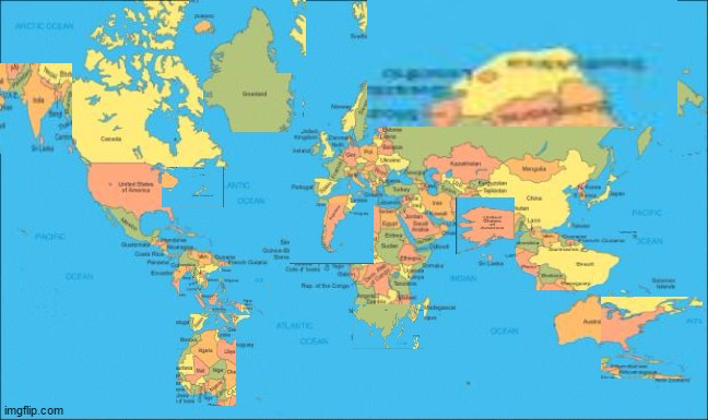 swapped places | image tagged in world map | made w/ Imgflip meme maker