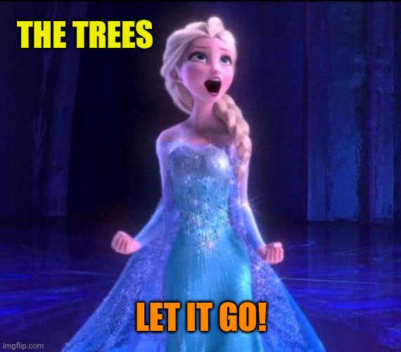 Let it go | THE TREES LET IT GO! | image tagged in let it go | made w/ Imgflip meme maker