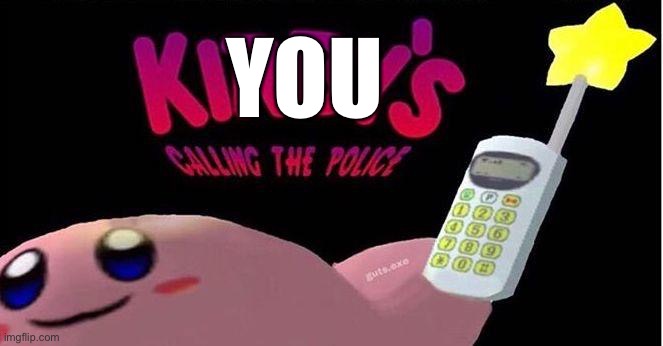 Kirby's calling the Police | YOU | image tagged in kirby's calling the police | made w/ Imgflip meme maker