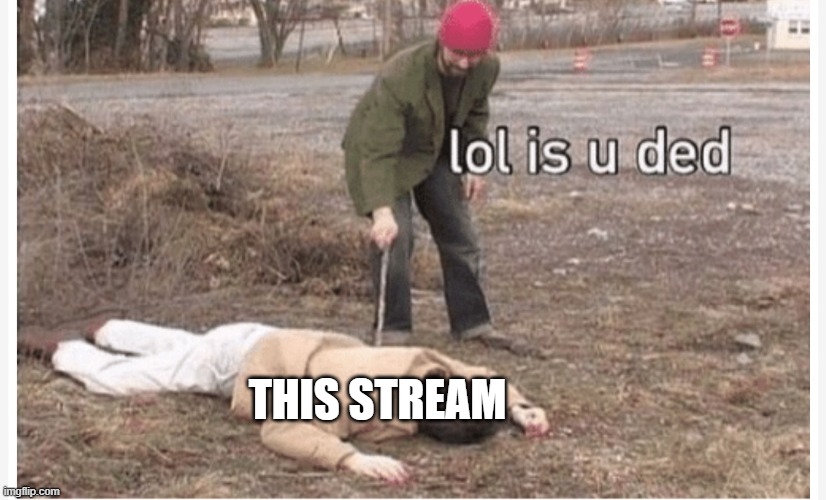 Lol is u ded | THIS STREAM | image tagged in lol is u ded | made w/ Imgflip meme maker